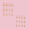 SINHOT Stiletto Press on Nails Long Almond Fake Nails Gold Glitter Acrylic Nails Glossy Glue on Nails French Tip Artificial Nails Stick on False Nails with Design 24 pcs