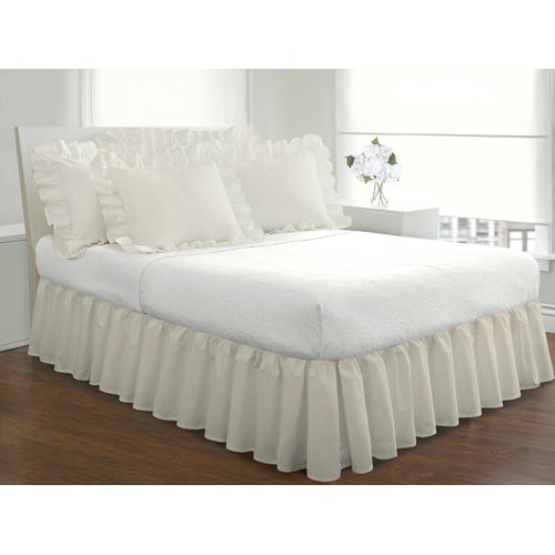 FRESH IDEAS Bedding Ruffled Bedskirt, Classic 14” drop length, Gathered Styling, Full, Ivory (FRE30114IVOR02)