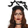Halloween Black Bat Headband and Black Face Gem Bat Mask or Women Bat Halloween Dress Up Costume Accessories (Bat B)