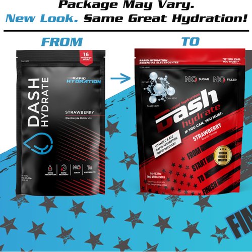 DASH Hydrate Rapid Hydration Electrolyte Drink Mix Packets | Rapid Absorption & Recovery with No Sugar | Activate Energy – Detoxify - Support |16 ct (Strawberry)