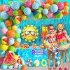 Tropical Hawaiian Luau Splish Splash Balloon Garland Arch Kit 160Pcs, Summer Pool Beach Party Decoration with Beach Ball Foil Balloon for Kids Aloha Pool Birthday Party Supplies (Summer-01)
