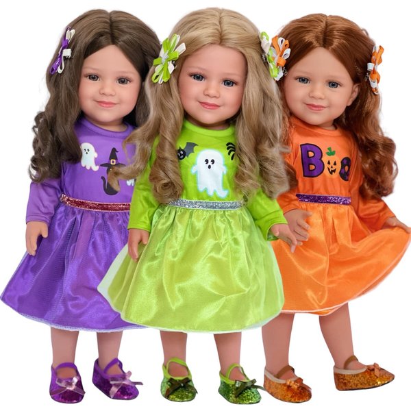 18 inch Doll Clothes- Halloween Outfits Complete with Shoes and Hair Barrettes Fits 18 Inch Fashion Girl Dolls