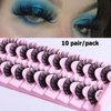 LuckForever 10 Pairs False Eyelashes Russian Strip Eye Lashes Wispy False Lash Fluffy Eyelash Extension Natural Look D Curly Volume Fake Eyelashes Reusable Eyelash Pack for Women Girls
