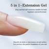 Double Rhythm 5 in 1 Milky Whtie Gel Nail Polish, Nail Strengthener Gel in a Bottle for Nail Thickening Extension Hard Glue Led UV Lamp (A-8 in 1-02)