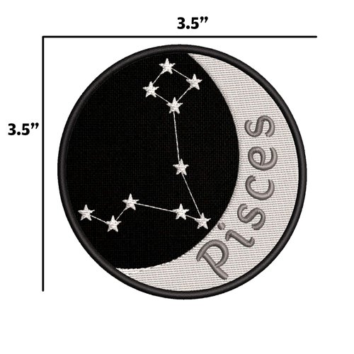 Pisces Crescent Moon Embroidered Premium Patch Iron-On or Sew-On Embroidery Applique - Horoscope Astrology Signs - Costume Uniform - Fun Novelty Badge Emblem - Vacation Tourist Souvenir