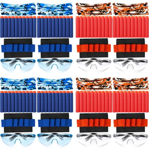 Sosation 32 Pcs Gun Party Supplies and Favors Compatible with Nerf Include Tactical Glasses Face Mask Foam Darts Wrist Ammo Holder Gun Accessories Party Favors