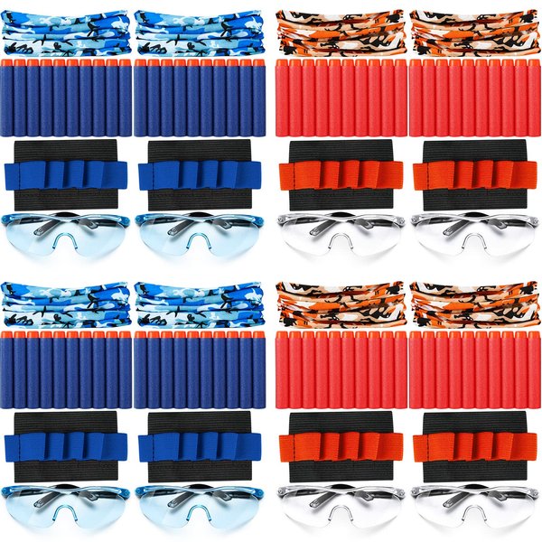 Sosation 32 Pcs Gun Party Supplies and Favors Compatible with Nerf Include Tactical Glasses Face Mask Foam Darts Wrist Ammo Holder Gun Accessories Party Favors