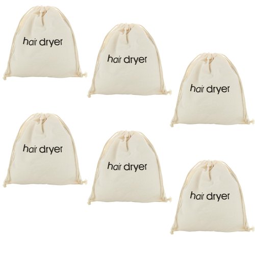 GBACHOOS 6PCS Hair Dryer Bags Drawstring Hairdryer Travel Bag, Cotton Hair Dryer Storage Bag for Use at Home, Traveling, Guest Rooms,Bathroom and Hotels(13x11.8 Inch)