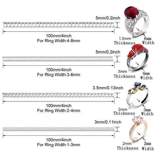 Frienda 16 Pack Ring Sizer Adjuster for Loose Rings Women 4 Sizes Invisible Plastic Rings Sizers with Polishing Cloth