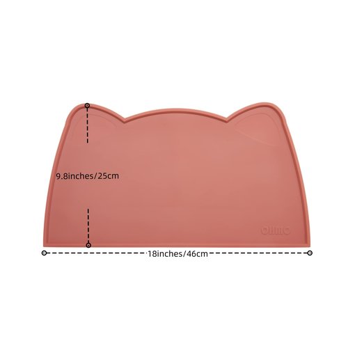 OHMO - Cat Food Mat, Silicone Pet Feeding Mat for Floor Non-Skid Waterproof Dog Water Bowl Tray, Easy to Clean Pet Placemat (Erythrinus, 18 * 9.8'')