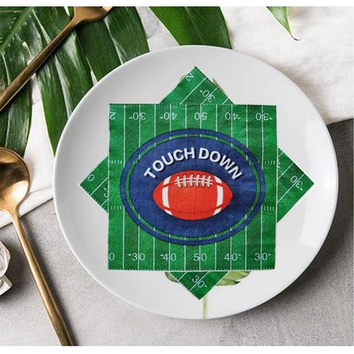 32Pcs Football Birthday Party Supplies Disposable Paper Cocktail Napkins,Sport Football Game Time Tailgate Party Favors Decorations Paper Napkins