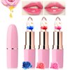 Likesing 3 Pieces Clear Lipstick Set, Pink Crystal Jelly Flower Color Changing Lipstick, Tinted Lip Balm Makeup Color Stay Lip Moisturizing Lip Stick Gift For Girls（Red, Pink,Blue Flower）