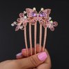 Chargances Boho Rhinestone Butterfly Hair Comb Bridal Wedding Purple Crystal Hair Side Combs with Long Teeth Sparkly Hair Accessories for Women and Girls (Purple)