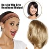 3 Pack Wig Grip Band for Women Girls,Wig Accessories for Women,Elastic Bands for Wig,Adjustable Velvet Wig Band for Keeping Wigs in Place, No-slip Wig Grip Headband (Brown)