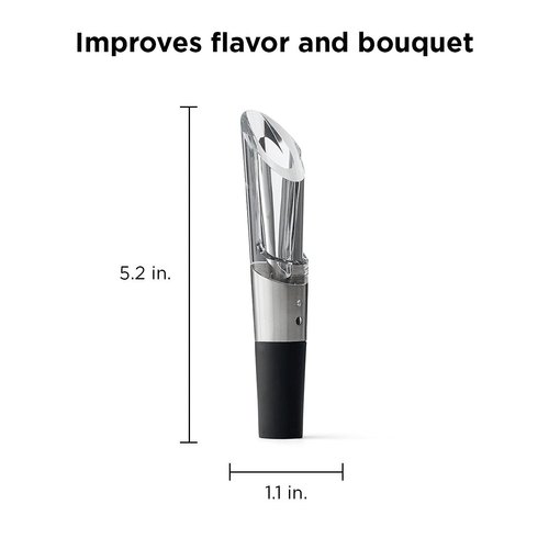 Rabbit W6127 Wine Aerator and Pourer, 1.1 x 1.1 x 5.2 inches, Clear/Stainless Steel