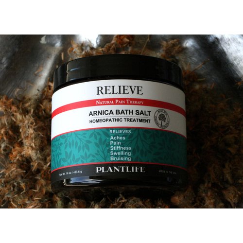 Plantlife Arnica Relieve Mineral Bath Salts - Made with Arnica and 100% Pure Essential Oils - Relieve Products are a Homeopathic Solution for Everyday Use - Works Quickly and Effectively