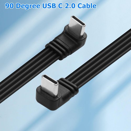 JSADZKJ 90 Degree USB C to USB C Cable USB 2.0 Type C Male to Male Cable Supports Charging Data Up Down Angled USB C Charging Short Cable for USB C Devices Laptop Tablet Mobile Phone.(0.3M/1Ft)