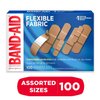 BAND-AID 11507800 Flexible Fabric Adhesive Bandages, Assorted, 100/Box