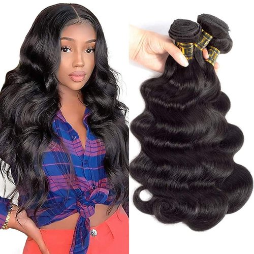 QTHAIR 14A Brazilian Body Wave Hair 3 Bundles 300g 12 12 14 inch 100% Unprocessed Brazilian Human Hair Body Wave Weave Remy Hair Extensions Natural Color