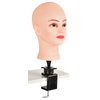 FUTAI Human Hair Mannequin Head Table Clamp Stand Hairdresser Practice Manikin Cosmetology Makeup Manican Doll Training Head Black Wig Head Stands Metal Holder