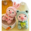 LANFIRE Pig Plush Pillow Pig Dressed Up As Frogs Tigers Rabbits Cute Plush Pillow Gifts for Boy Girl (12.9 in, Green)