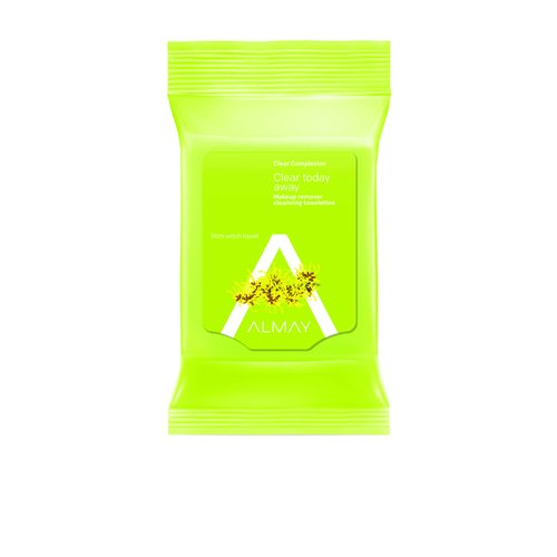 Almay Clear Complexion Makeup Remover Cleansing Towelettes, Hypoallergenic, Cruelty Free, Oil Free, Fragrance Free, Ophthalmologist & Dermatologist Tested, 25 Wipes