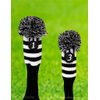 Pacific Golf Clubs Head Covers 1 3 Black and White Knit Retro Old School Vintage Stripe Pom Pom Throwback Classic