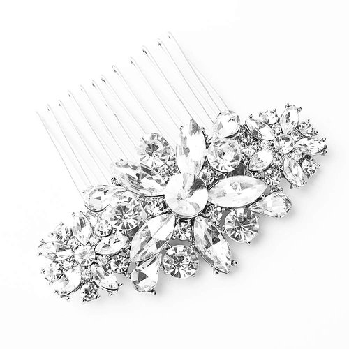 Crystal Wedding Hair Comb Rhinestone Bridal Side Hair Comb Hair Pin Flordal Headpiece Hair Jewelry Silver color Hapibuy