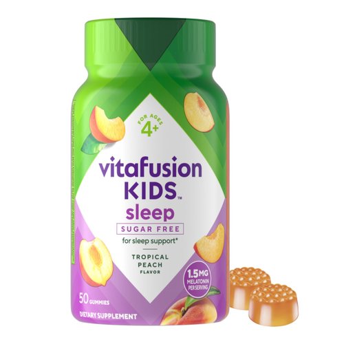 Vitafusion Kids Melatonin Gummy Supplements, Tropical Peach Flavored Sleep Support Supplements (1), 50 Count