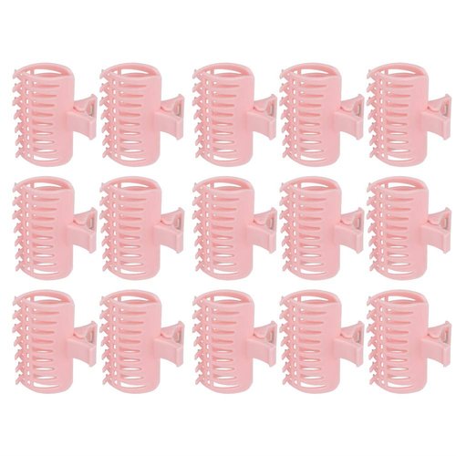 Haosie 15PCS Hot Roller Clips, Curler Claw Clips for Girls Women, Hair Section Fixing Clamps, Holding Hairdressing Tool for Long and Medium Hair (Pink)