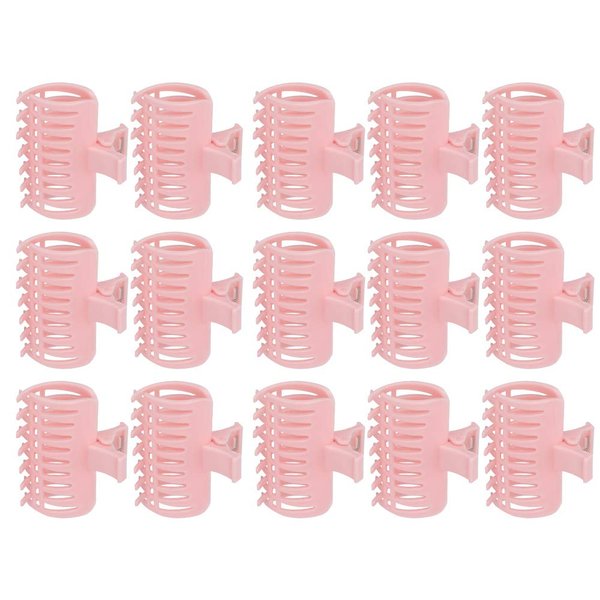Haosie 15PCS Hot Roller Clips, Curler Claw Clips for Girls Women, Hair Section Fixing Clamps, Holding Hairdressing Tool for Long and Medium Hair (Pink)