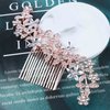 Allereyae Crystal Wedding Hair Comb Barrette Rhinestone Flower Hair Barrette Comb Gold CZ Bling Bridal Headpieces Decorative Head Comb Clip Headwear Bridal Hair Accessories for Women (Gold)