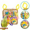 Bird Foraging Wall Toy, Straw Braid Rope Net Hanging Climbing Hammock Mat with Colorful Chewing Toys Bird Climbing Net Bird Toys for Lovebirds Parakeets Finch Conure Budgie（NPPW001-C）
