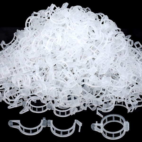 FANDAMEI 300 PCS Plant Support Clips, Tomato Clips, Plastic Garden Clips, Plant Ties, Trellis Clips, for Tomato Cucumber Flower Squash Vine, 1” Inner Diameter, Tomato Clips for Climbing Plants