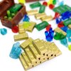 ZHX Treasure Accessories Jewel Chest, Gems Diamonds, Bullion Gold Bar, Crystals, $100 Dollar Bill Cash Toy Pirate Building Blocks Set for Kids 5 6 7 8 Years Old