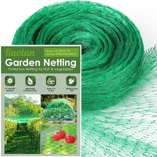 Ruolan Bird Netting for Garden Protect Vegetable Plants and Fruit Trees,Plastic Trellis Netting for Birds, Deer,Squirrels and Other Animals