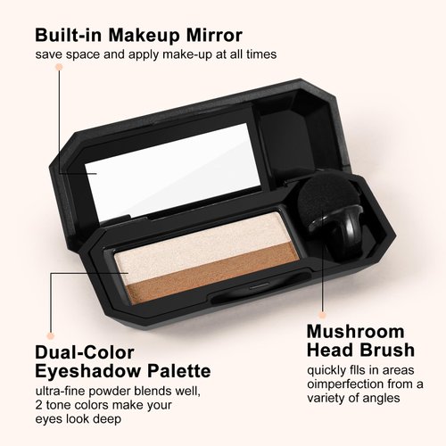 Boobeen 2 Color Eye Shadow, Portable Dual-Color Glitter Eyeshadow Palette Highly Pigmented Powder Eyeshadow Waterproof and Smooth Texture, Long Lasting For Eye Makeup (2#)