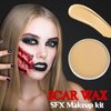 Halloween Sfx Makeup Kit, Special Effects Makeup Kit, Scar Wax with Double-Ended Spatula, Washable Fake Blood, 2 Stipple Sponge, Scab Coagulated Blood Gel, Realistic (Blood Red)