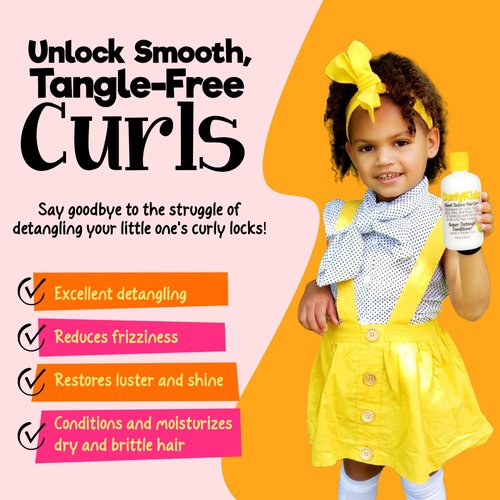 CurlyKids Super Hair Detangler Conditioner | Kids Hair Conditioner for Curly, Kinky & Wavy Hair | Sulfate & Paraben-Free Hair Care Formula - 8oz