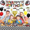 Race Car Birthday Party Supplies Race Car Party Decorations with Race Car Happy Birthday Banner Cake Topper Cupcake Toppers Balloons Hanging Swirls for Boys Let's go Racing Party Supplies