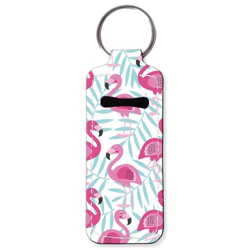 KLLRO RUO Chapstick Holder Keychain Fashion Lipstick Sleeve Lip Balm Portable Pocket Lip Gloss Tube Holder Clip-on Makeup Travel Accessories - Pink Flamingo