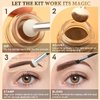 LAVONE Eyebrow Stamp Stencil Kit, Brow Stamp Trio Kit with Waterproof Eyebrow Pencil, Eyebrow Pomade, 20 Eyebrow Stencils, Dual-ended Eyebrow Brush and Sponge Applicator - Dark Brown