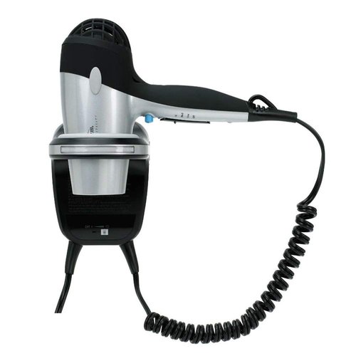 Sunbeam Dual Watt 3 Speed GreenSense Wall Mount Ionic Hair Dryer with Dimmable LED Night Light and Bracket, Black and Silver