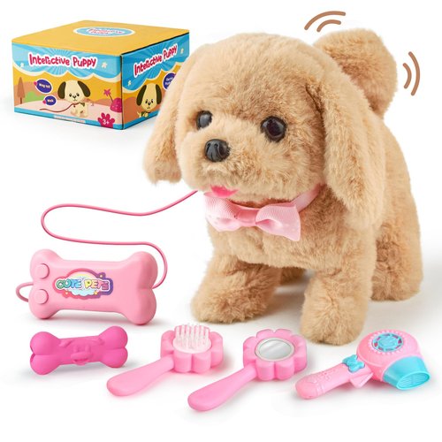 stochastic box Walking and Barking Puppy Dog Toy with Remote Control Electronic Plush Puppy Dog Toy,Interactive Dog Toy for Toddlers,Gift for Girls Grandchildren