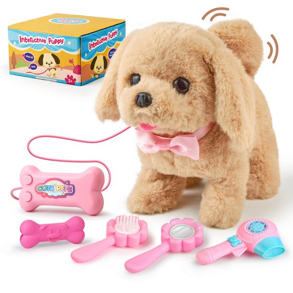stochastic box Walking and Barking Puppy Dog Toy with Remote Control Electronic Plush Puppy Dog Toy,Interactive Dog Toy for Toddlers,Gift for Girls Grandchildren