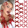 SAWINDA 20PCS Red Mini Hair Bows Gingham Craft Small Bows for Hair Silk Ribbon Hair Bow Clips Cute Bowknot Hair Ribbon Barrettes Hair Clips Accessories for Teens Girls