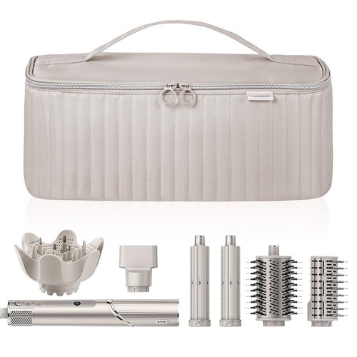 Lexeeco Travel Carrying Case for Hair Dryer Shark Flexstyle Dyson Airwrap Brush Hair Accessories Tools Storage Bag for Revlon Hairdryer Styler Organizer (Camel)