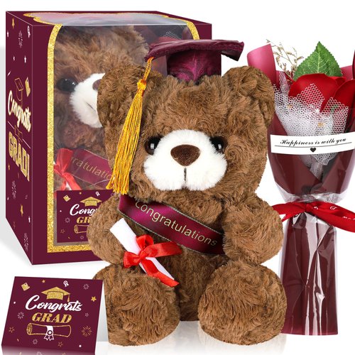 Sawowkuya Graduation Gifts Set Class of 2024 Graduation Stuffed Teddy Bear with Soap Artificial F...