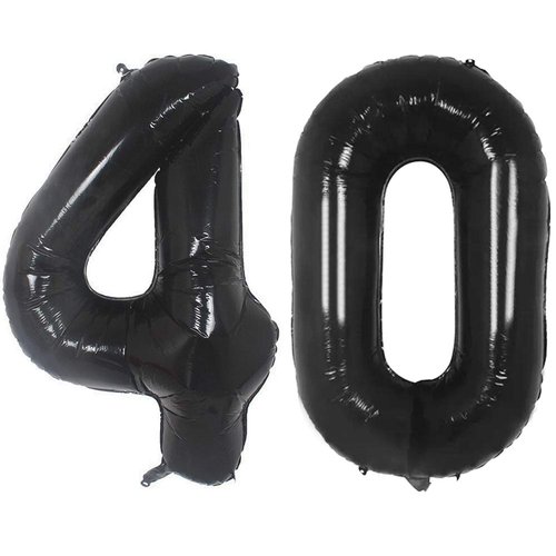 Tellpet Number 40 Balloons, 40th Birthday Party Decorations Sign for Men Women, Black, 40 Inch