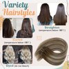 Ve Sunny Balayage Clip in Hair Extensions Real Human Hair Brown Blonde Clip in Extensions Balayage Chestnut Brown with Blonde Ombre Clip in Hair Extensions Human Hair 80g 5pcs 12Inch